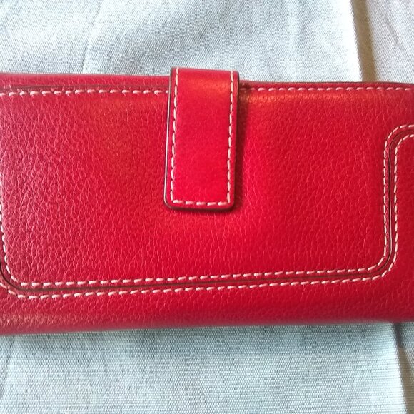 Michael Kors, Brookville Genuine leather, red pebble, bifold wallet, clutch - Picture 5 of 6